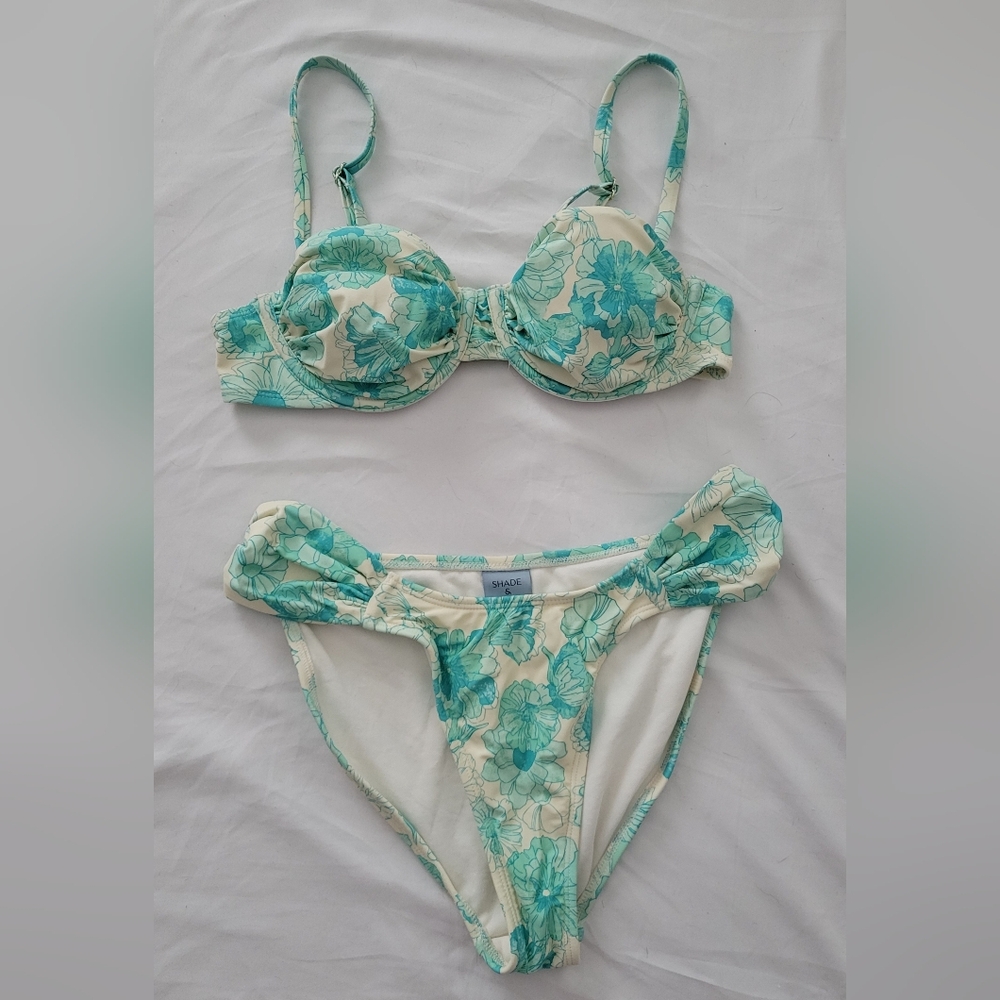 Shade & Shore Aqua Teal Floral Bikini